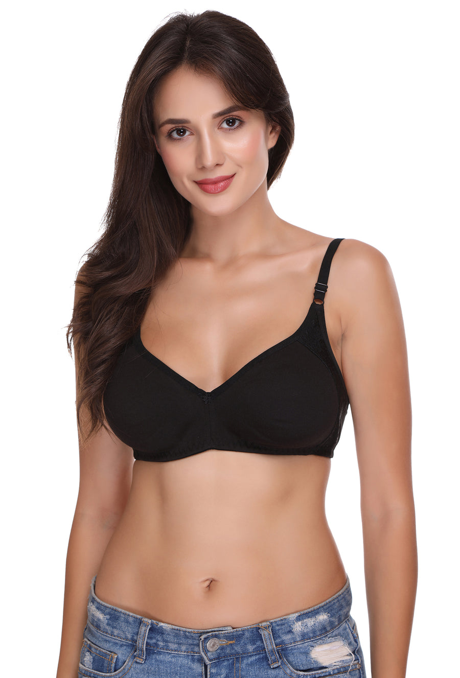 Sona Women Bra ,Sona M1005, Plain T-shirt Bra, Cotton Non padded T-Shirt Bra, LINGERIE,SONAEBUY, Black