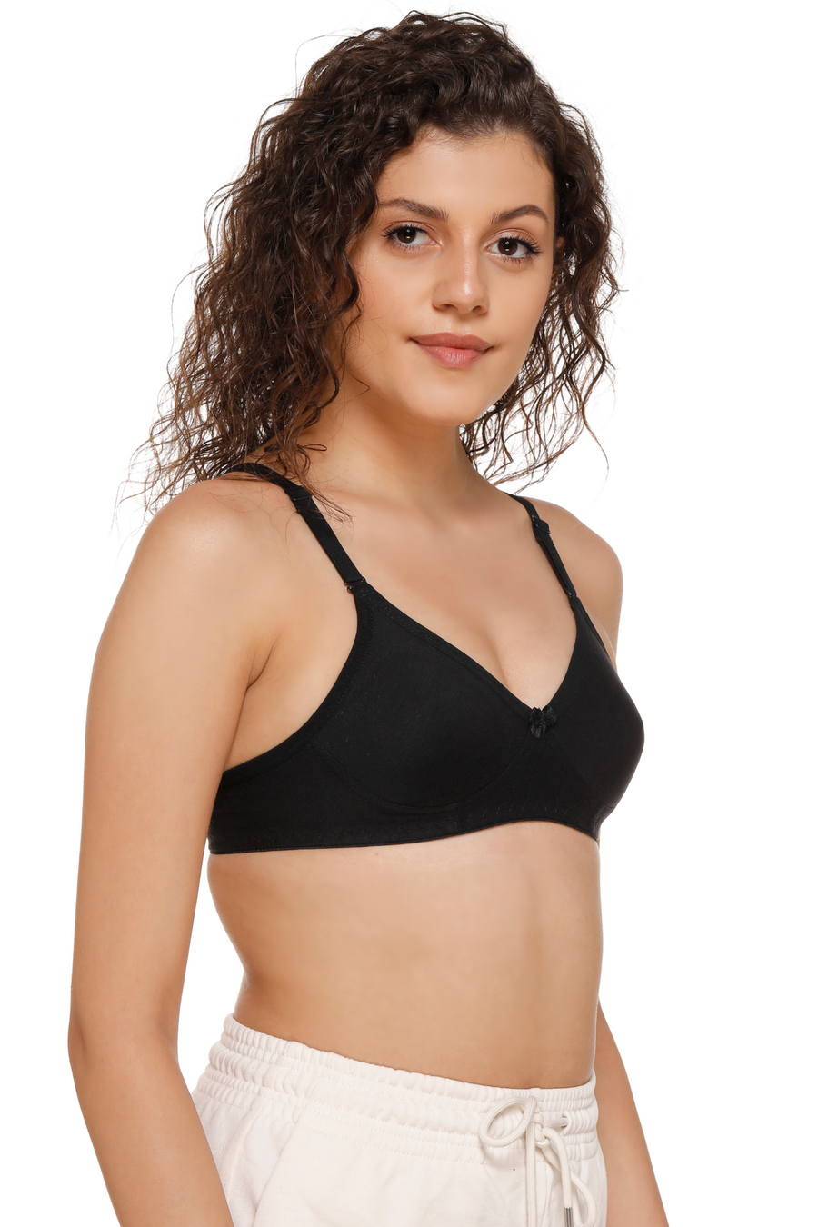 Sona Women Bra ,Sona M1001, Plain T-shirt Bra, Cotton Non padded T-Shirt Bra, LINGERIE,SONAEBUY, Black