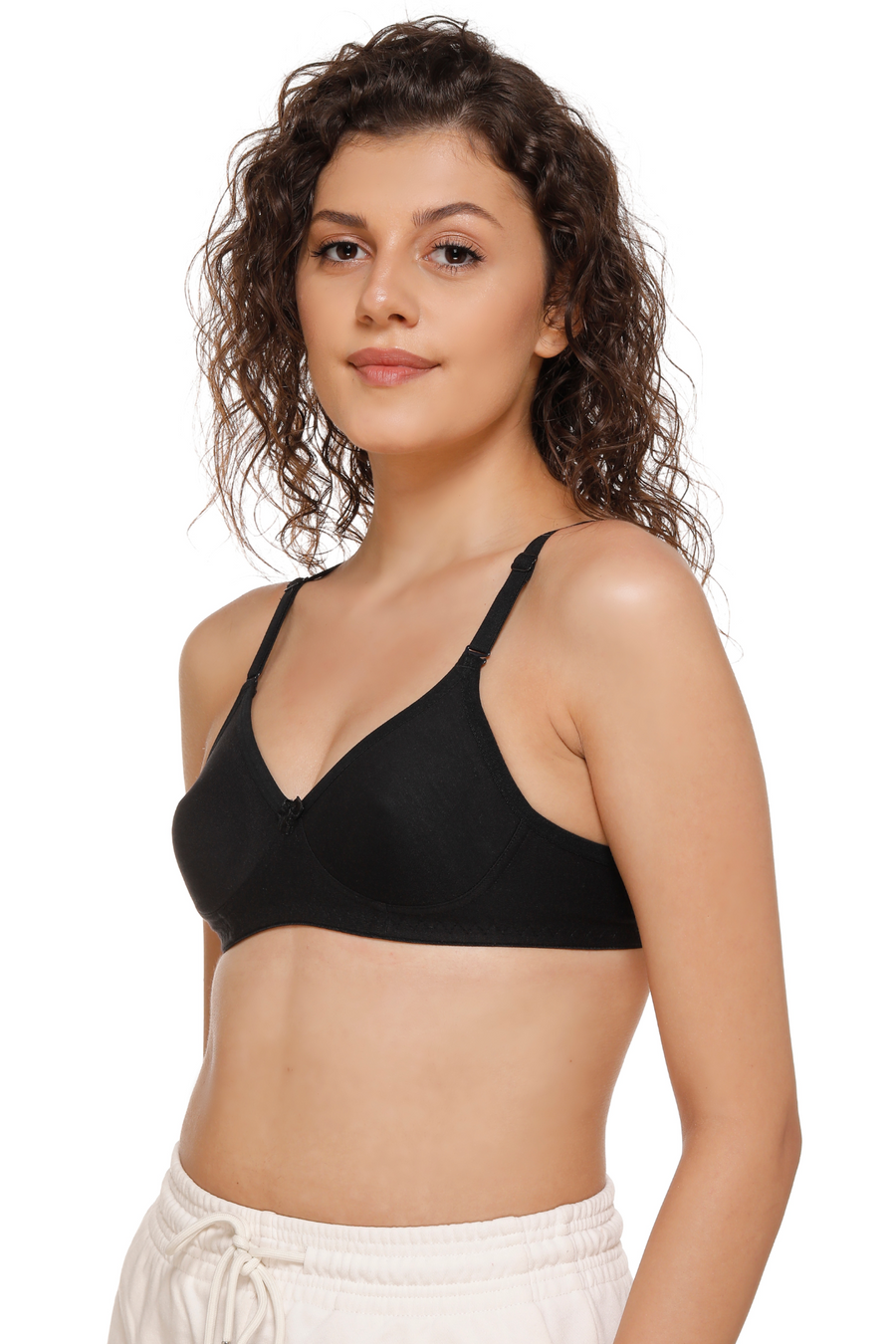 Sona Women Bra ,Sona M1001, Plain T-shirt Bra, Cotton Non padded T-Shirt Bra, LINGERIE,SONAEBUY, Black
