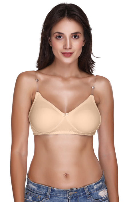 Sona Women Bra , Transparent Strap Bra, M1017, Backless Bra, Non Padded Bra, T-Shirt Bra, Skin