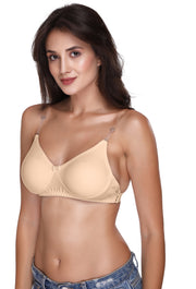 Sona Women Bra , Transparent Strap Bra, M1017, Backless Bra, Non Padded Bra, T-Shirt Bra, Skin