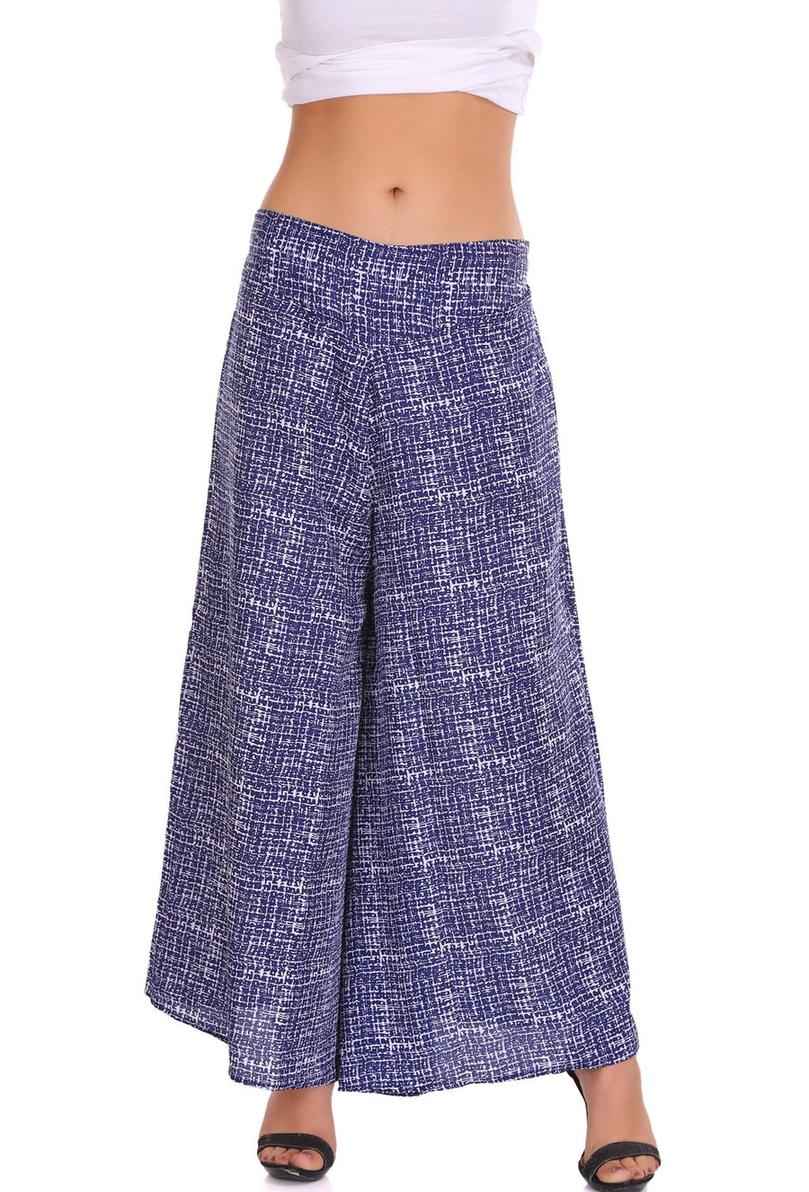 Sona Women PALAZZO, ACTIVEWEAR,LINGERIE,APPAREL, SONAEBUY, Plazzo, Printed Plazzo, BLU-WHT-LINE