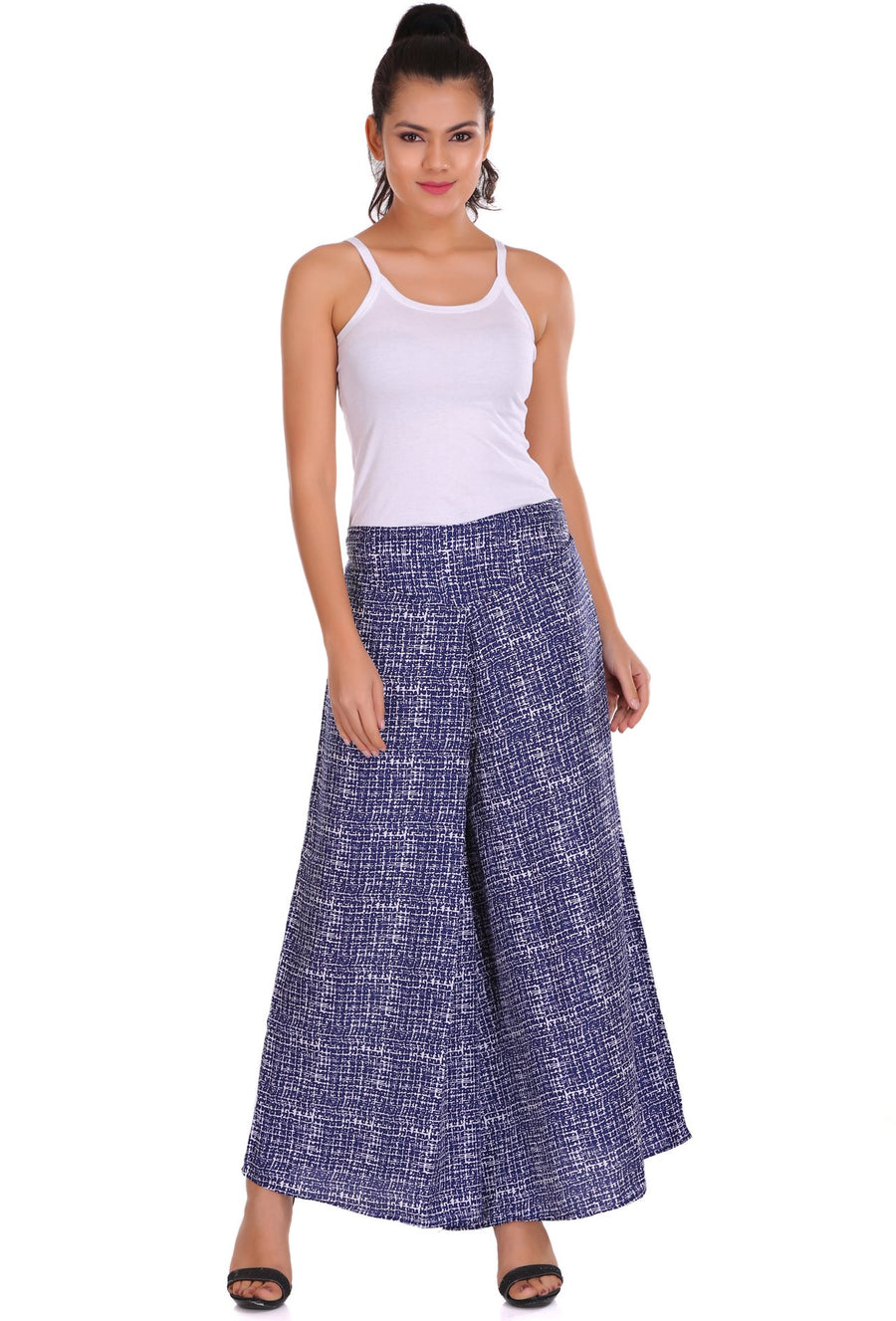 Sona Women PALAZZO, ACTIVEWEAR,LINGERIE,APPAREL, SONAEBUY, Plazzo, Printed Plazzo, BLU-WHT-LINE