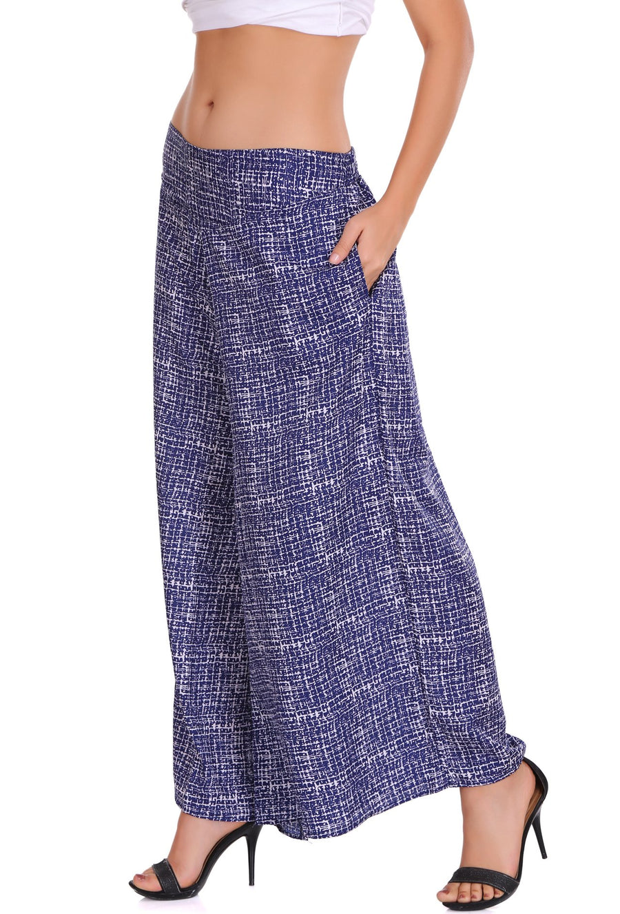 Sona Women PALAZZO, ACTIVEWEAR,LINGERIE,APPAREL, SONAEBUY, Plazzo, Printed Plazzo, BLU-WHT-LINE