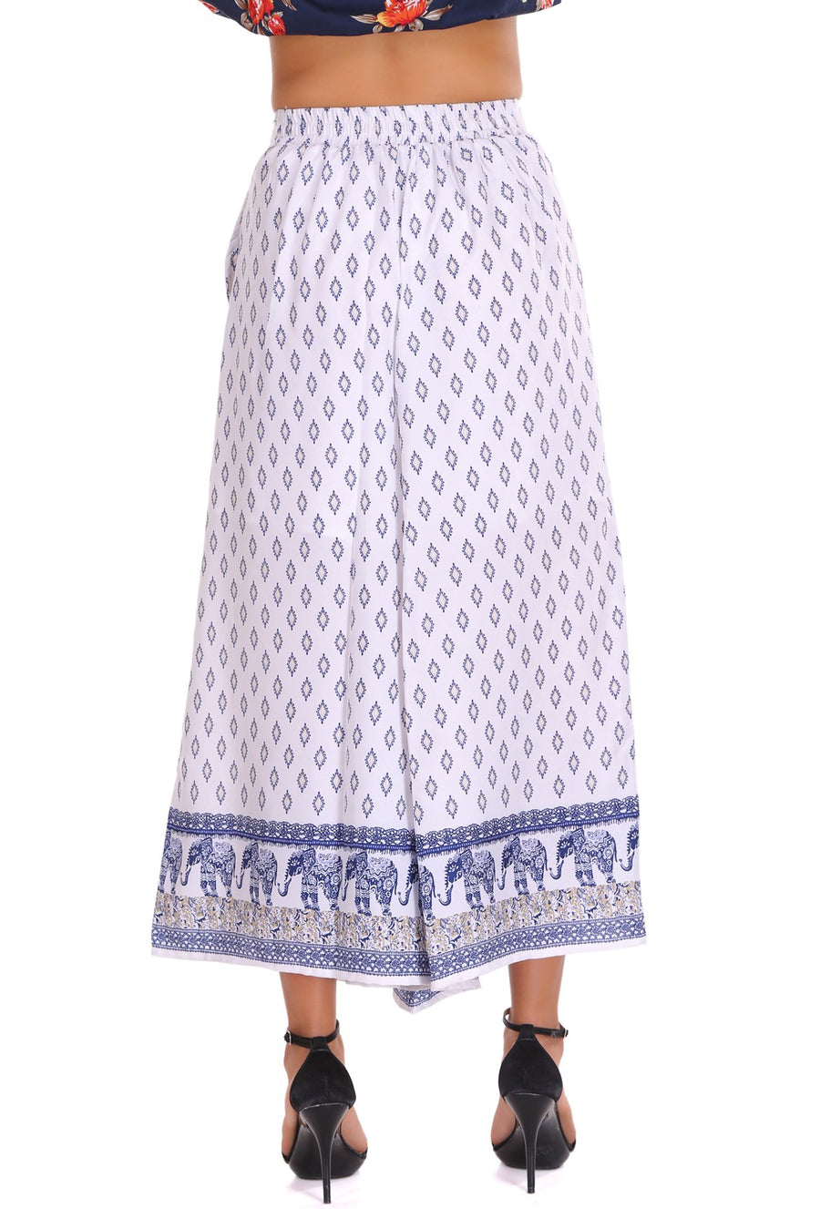 Sona Women PALAZZO, ACTIVEWEAR,LINGERIE,APPAREL, SONAEBUY, Plazzo, Printed Plazzo, WHT-BLU-ANML