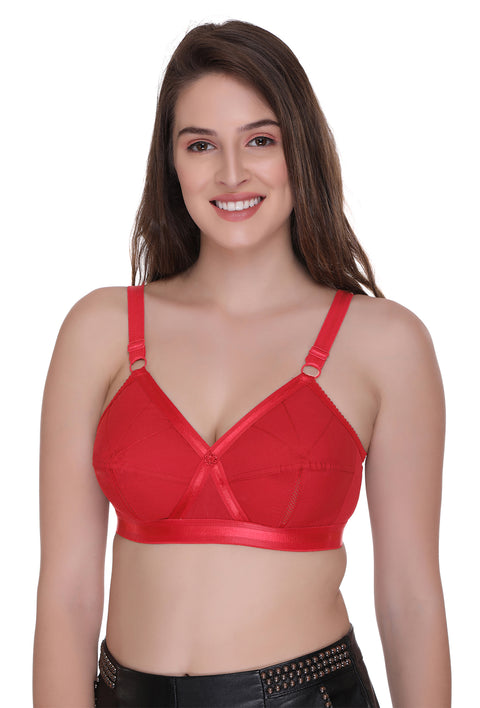 Buy Sona Women'S Perfecto Red Full Cup Everyday Plus Size Cotton Bra