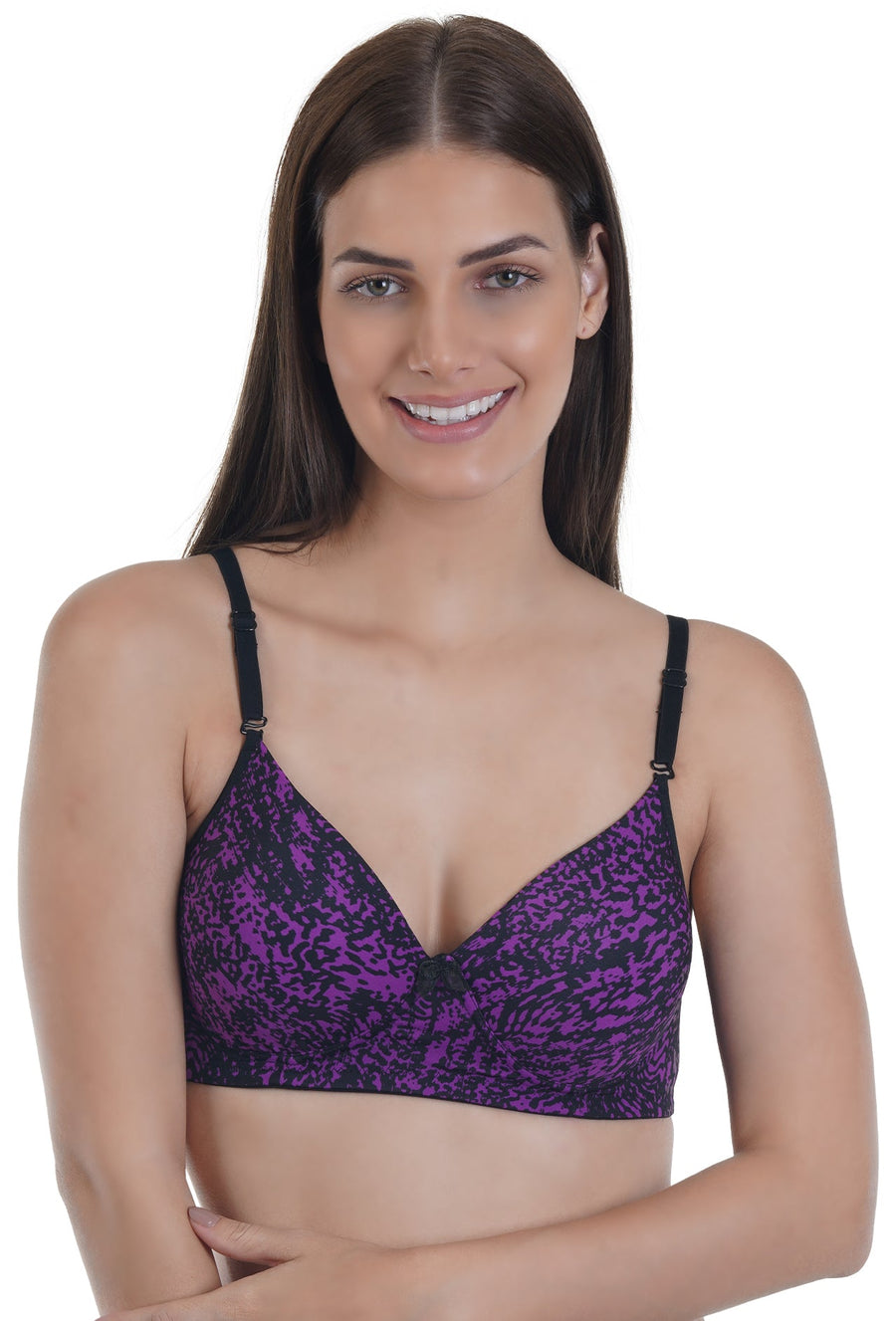 Sona Women Padded Bra, LINGERIE,SONAEBUY, SA 45008, Lightly padded Bra, Multiway T-Shirt Bra, Purple Printed