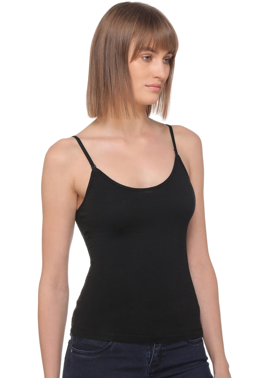 Sona Women Camisole, Slips,Nightwear, ACTIVEWEAR,LINGERIE,SONAEBUY, Multiway camisole, Transparent Strap camisole, 8004, Black