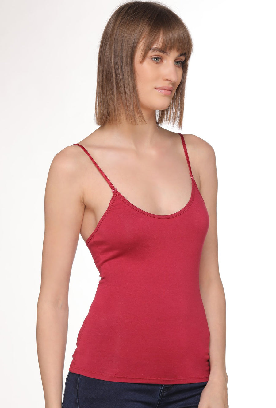 Sona Women Camisole, Slips,Nightwear, ACTIVEWEAR,LINGERIE,SONAEBUY, Multiway camisole, Transparent Strap camisole, 8004, Maroon