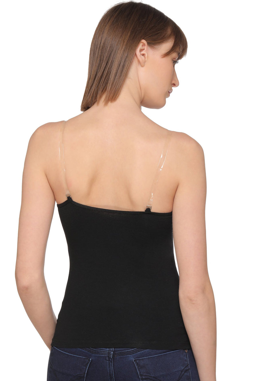 Sona Women Camisole, Slips,Nightwear, ACTIVEWEAR,LINGERIE,SONAEBUY, Multiway camisole, Transparent Strap camisole, 8004, Black