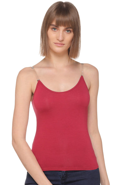Buy Sona Women Multiway Halter neck Transparent Strap Maroon Camisole