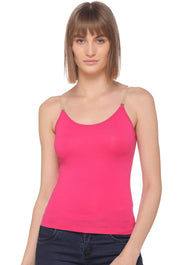 Sona Women Camisole, Slips,Nightwear, ACTIVEWEAR,LINGERIE,SONAEBUY, Multiway camisole, Transparent Strap camisole, 8004, Hot Pink