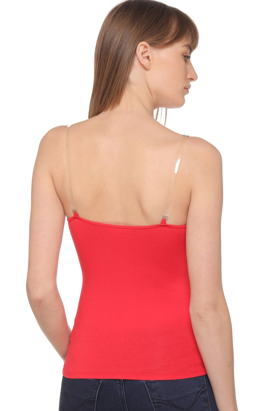 Sona Women Camisole, Slips,Nightwear, ACTIVEWEAR,LINGERIE,SONAEBUY, Multiway camisole, Transparent Strap camisole, 8004, Red
