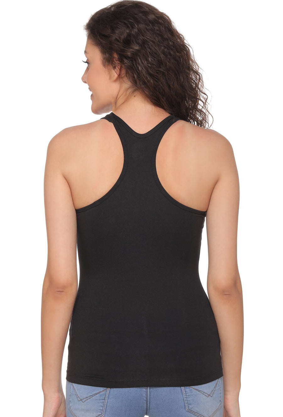Sona Women Camisole, Slips, Racerback 8008, ACTIVEWEAR,LINGERIE,SONAEBUY, Black
