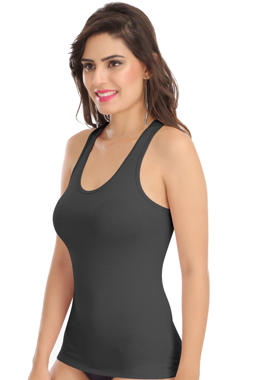 Sona Women Camisole, Slips, Spaagati, Nightwear, ACTIVEWEAR,LINGERIE,SONAEBUY, Racerback, 8008, Black