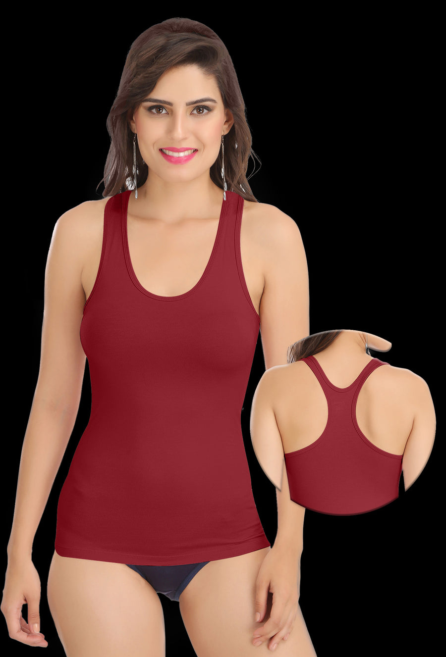 Sona Women Camisole, Slips, Spaagati, Nightwear, ACTIVEWEAR,LINGERIE,SONAEBUY, Racerback, 8008, Maroon