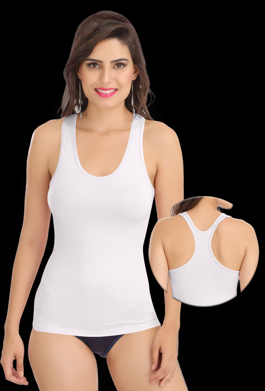 Sona Women Camisole, Slips, Spaagati, Nightwear, ACTIVEWEAR,LINGERIE,SONAEBUY, Racerback, 8008, White