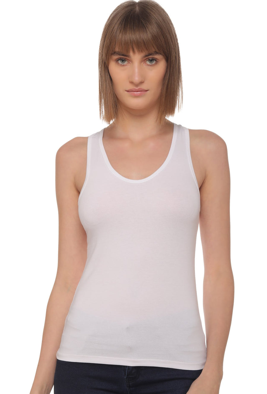 Sona Women Camisole, Slips, Racerback 8008, ACTIVEWEAR,LINGERIE,SONAEBUY, White