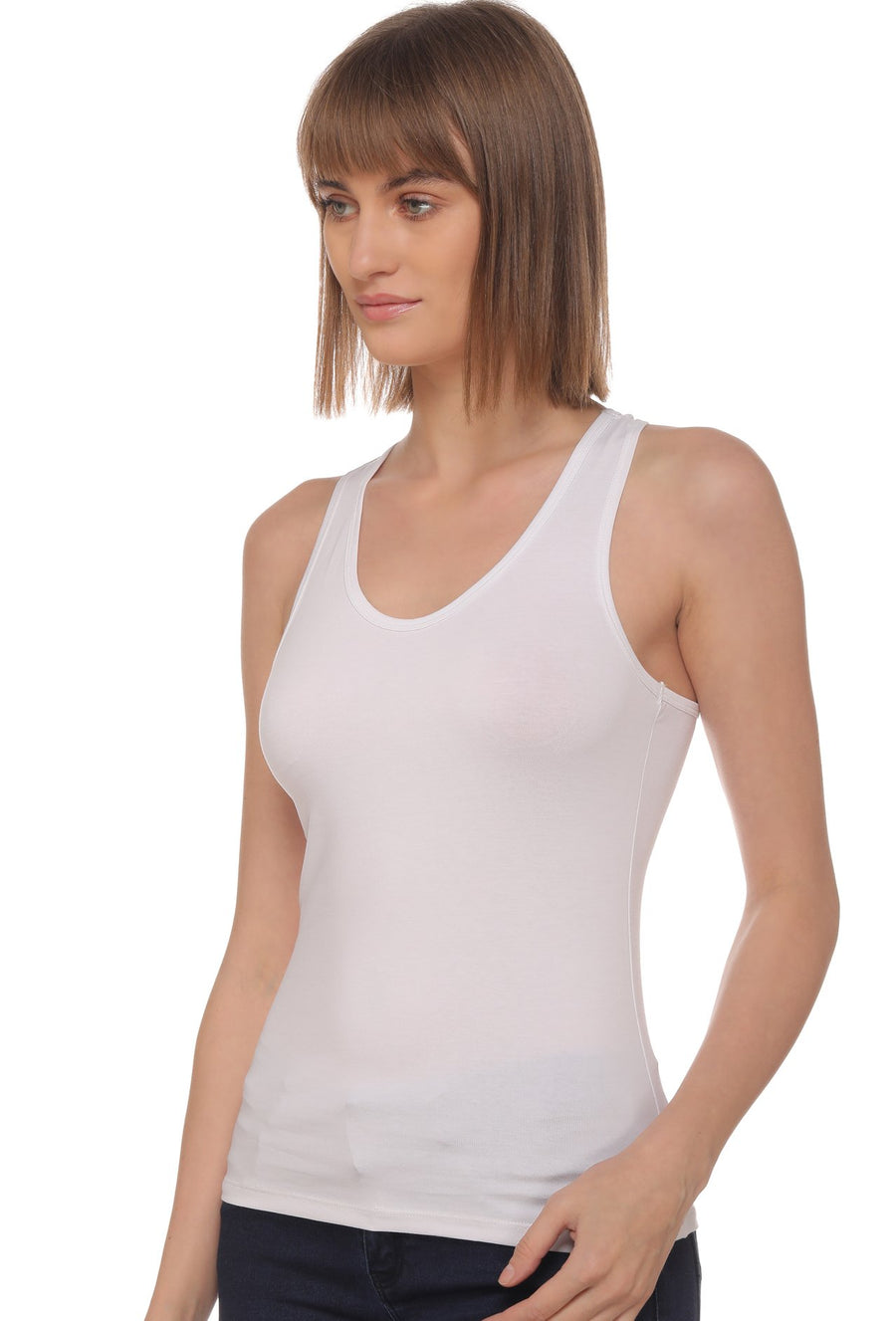 Sona Women Camisole, Slips, Racerback 8008, ACTIVEWEAR,LINGERIE,SONAEBUY, White