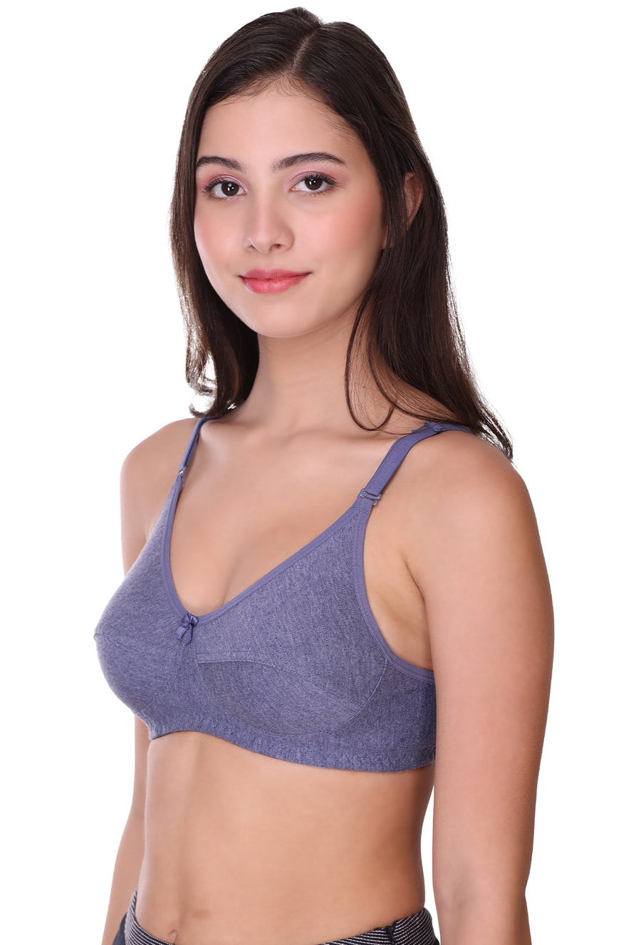Sona Women Bra ,T-Shirt Bra, Seamed Bra, Sona  All Day, LINGERIE,SONAEBUY, Hoisery Cotton Bra, Non Wired Bra, T-Shirt Bra, Blue-Grey, B-Grey