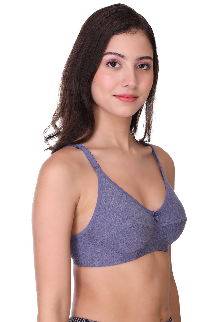 Sona Women Bra ,T-Shirt Bra, Seamed Bra, Sona  All Day, LINGERIE,SONAEBUY, Hoisery Cotton Bra, Non Wired Bra, T-Shirt Bra, Blue-Grey, B-Grey