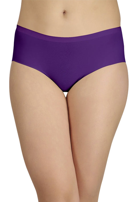Women Stretchy Seamless Middle Waist Underwear Panties,Purple L