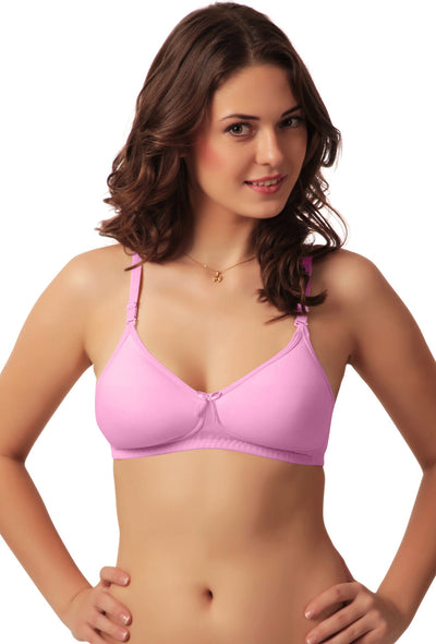 Buy SONA Women's M1023 Cotton Full Coverage Non Padded Seamless T-Shirt Bra  (H-Pink_34B) Pack of 1 at