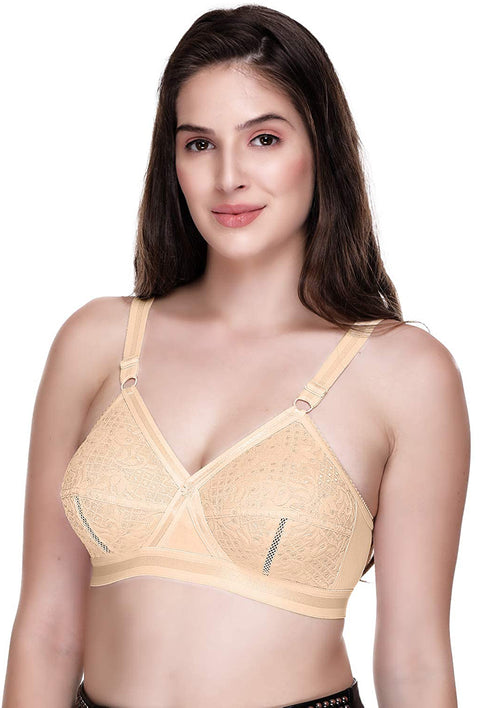 SONA Women's Cotton Full Cup Regular Non-Padded Non-Wired Bra (Super  FIT_White_32E) Pack of 1