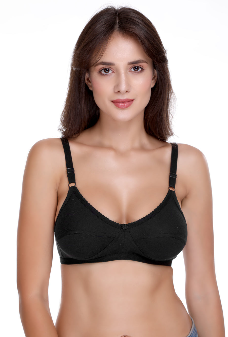 Sona Women Bra , Sonaebuy, Sona, Plus Size Bra, Minimizer Bra, T-Shirt Bra, H-04, Hoisery Cotton Bra, Black