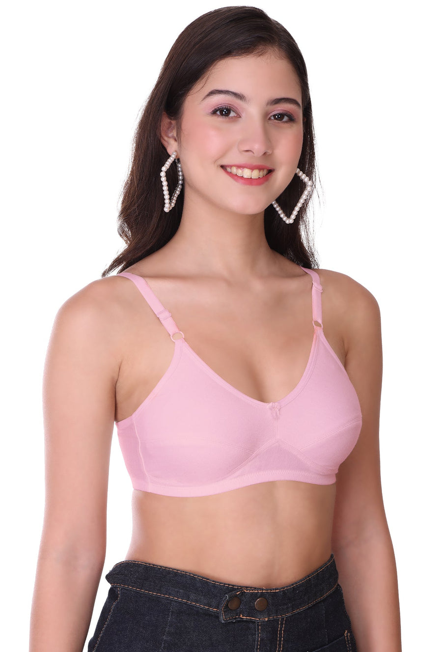 Sona Women Bra ,T-Shirt Bra, Seamed Bra, Sona  H 07, LINGERIE, SONAEBUY, Hoisery Cotton Bra, Non Wired Bra, T-Shirt Bra, baby Pink, B-Pink