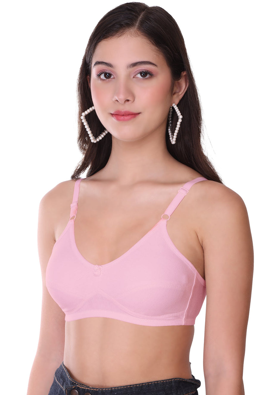 Sona Women Bra ,T-Shirt Bra, Seamed Bra, Sona  H 07, LINGERIE, SONAEBUY, Hoisery Cotton Bra, Non Wired Bra, T-Shirt Bra, baby Pink, B-Pink