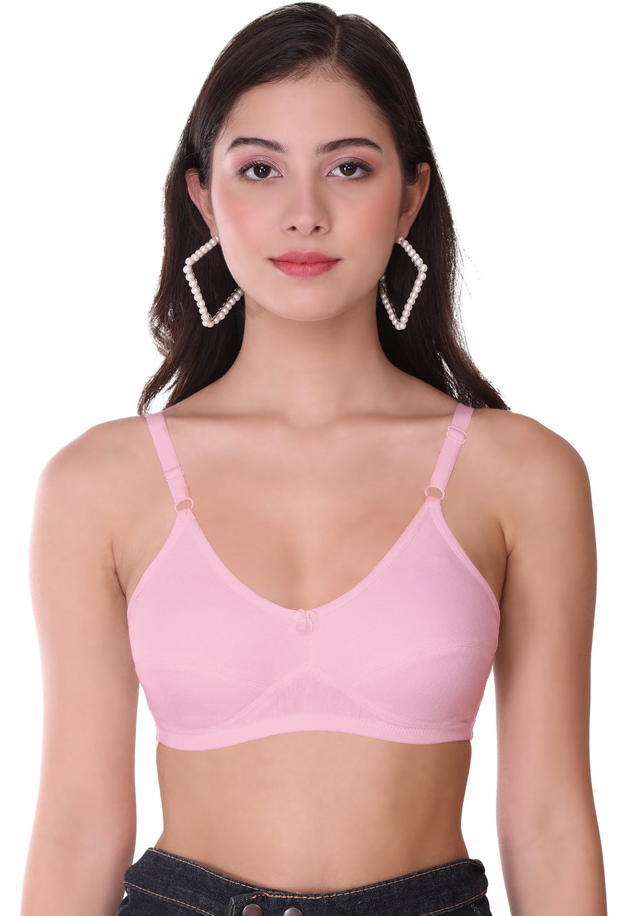 Sona Women Bra ,T-Shirt Bra, Seamed Bra, Sona  H 07, LINGERIE, SONAEBUY, Hoisery Cotton Bra, Non Wired Bra, T-Shirt Bra, baby Pink, B-Pink