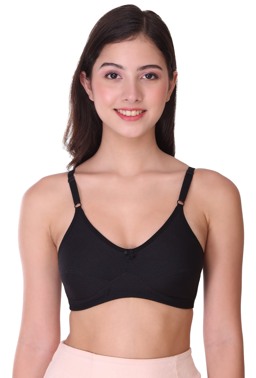 Sona Women Bra ,T-Shirt Bra, Seamed Bra, Sona  H 07, LINGERIE, SONAEBUY, Hoisery Cotton Bra, Non Wired Bra, T-Shirt Bra, Black