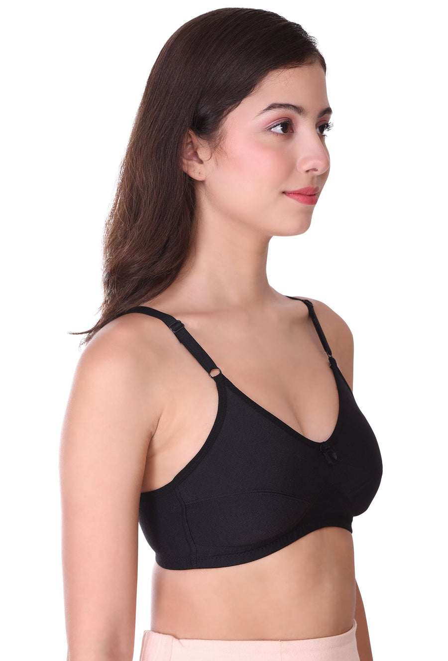 Sona Women Bra ,T-Shirt Bra, Seamed Bra, Sona  H 07, LINGERIE, SONAEBUY, Hoisery Cotton Bra, Non Wired Bra, T-Shirt Bra, Black