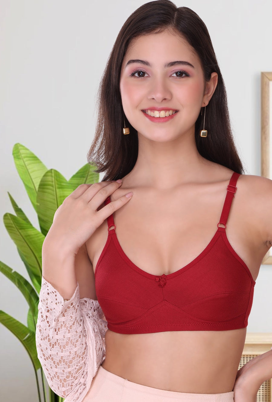 Sona Women Bra ,T-Shirt Bra, Seamed Bra, Sona  H 07, LINGERIE, SONAEBUY, Hoisery Cotton Bra, Non Wired Bra, T-Shirt Bra, Maroon