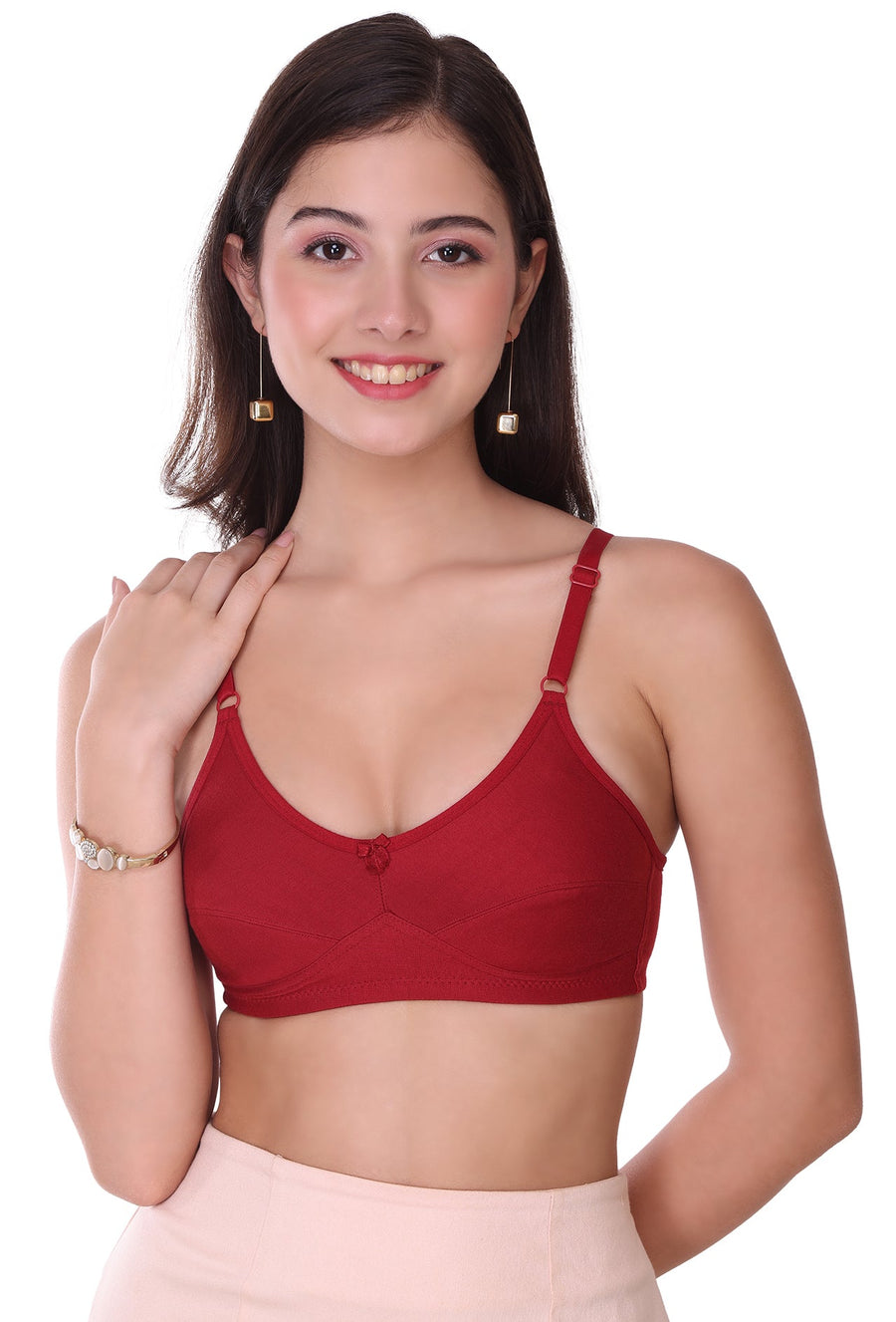 Sona Women Bra ,T-Shirt Bra, Seamed Bra, Sona  H 07, LINGERIE, SONAEBUY, Hoisery Cotton Bra, Non Wired Bra, T-Shirt Bra, Maroon