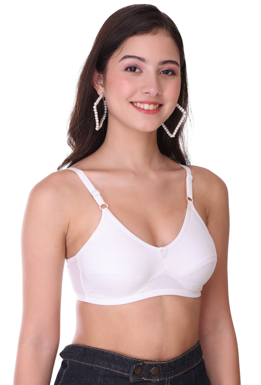 Sona Women Bra ,T-Shirt Bra, Seamed Bra, Sona  H 07, LINGERIE, SONAEBUY, Hoisery Cotton Bra, Non Wired Bra, T-Shirt Bra, White