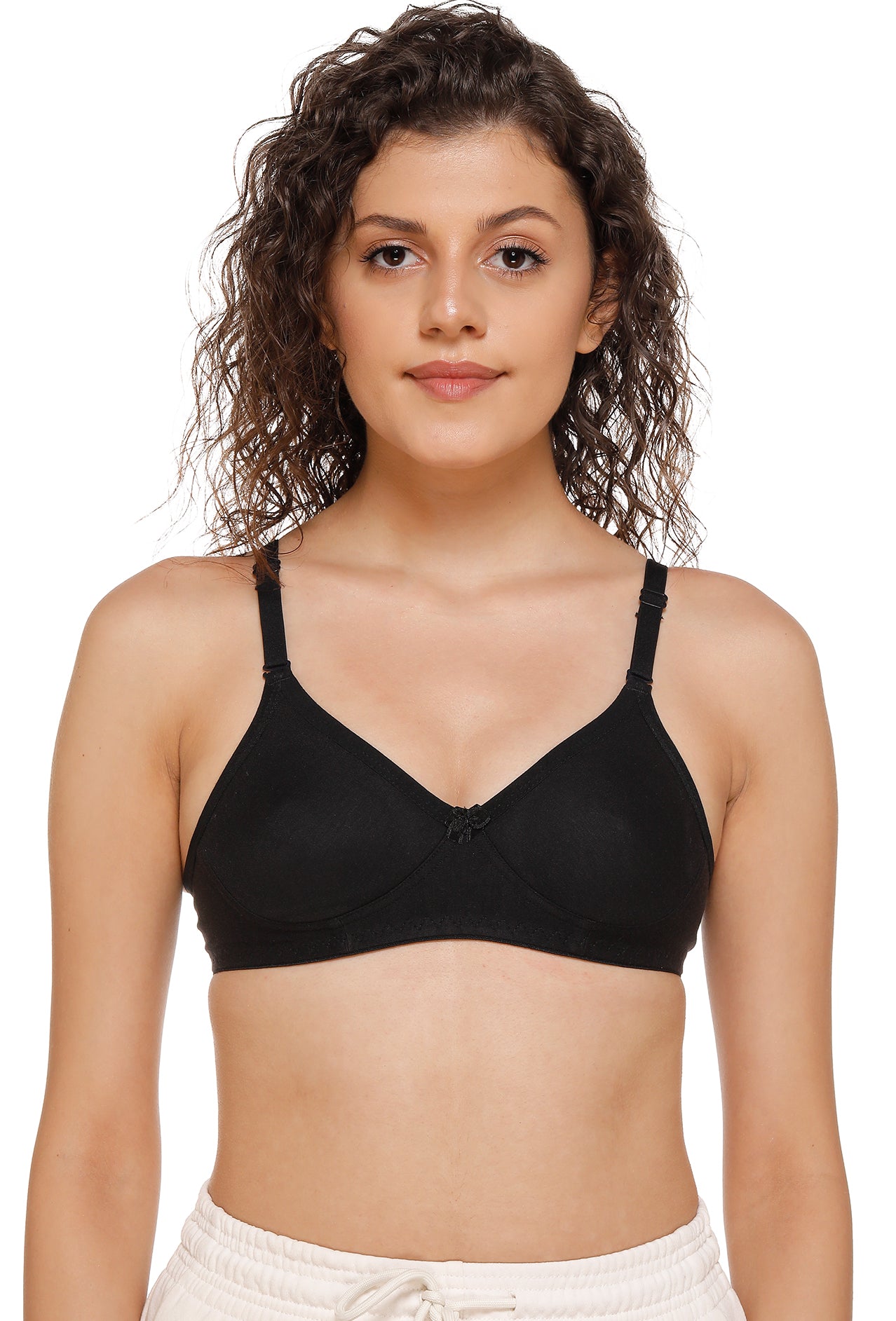 Buy Women Cotton Rich Black All day T-Shirt Bra With Transparent Strap