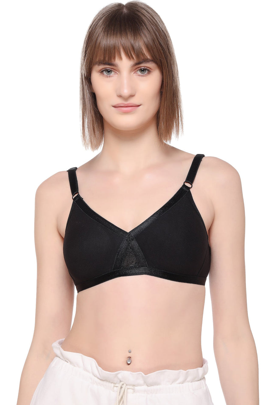 Sona Women Bra ,Sona M1003, Plain T-shirt Bra, Cotton Non padded T-Shirt Bra, LINGERIE,SONAEBUY, Black