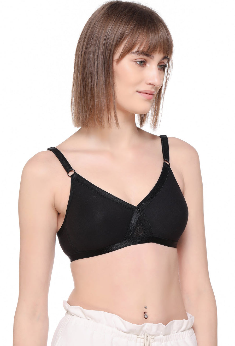Sona Women Bra ,Sona M1003, Plain T-shirt Bra, Cotton Non padded T-Shirt Bra, LINGERIE,SONAEBUY, Black