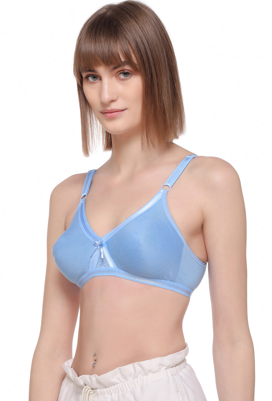Sona Women Bra ,Sona M1003, Plain T-shirt Bra, Cotton Non padded T-Shirt Bra, LINGERIE,SONAEBUY, Sky Blue