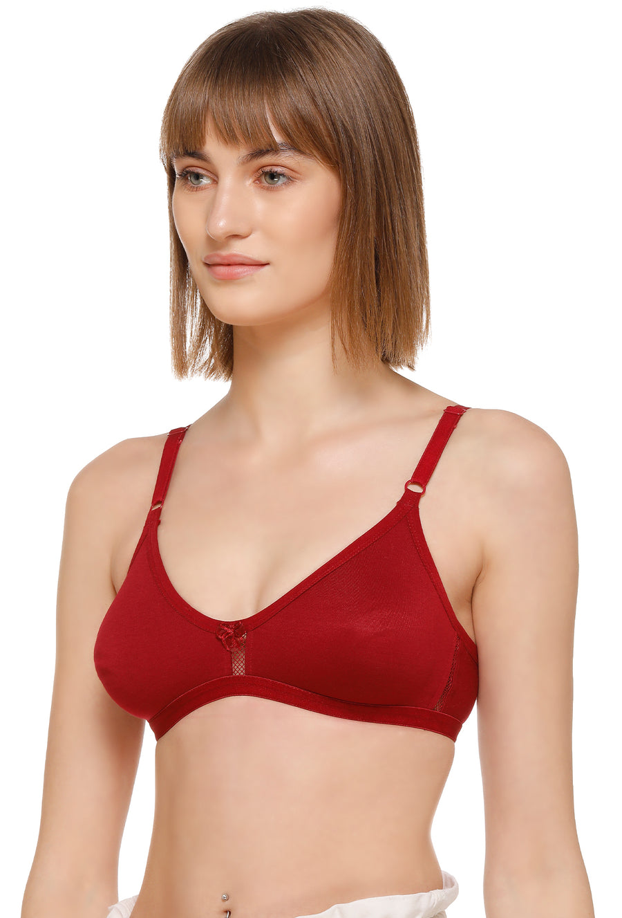 Sona Women'S M1020 Maroon Non Padded Soft Fabric Everyday T-Shirt Bra