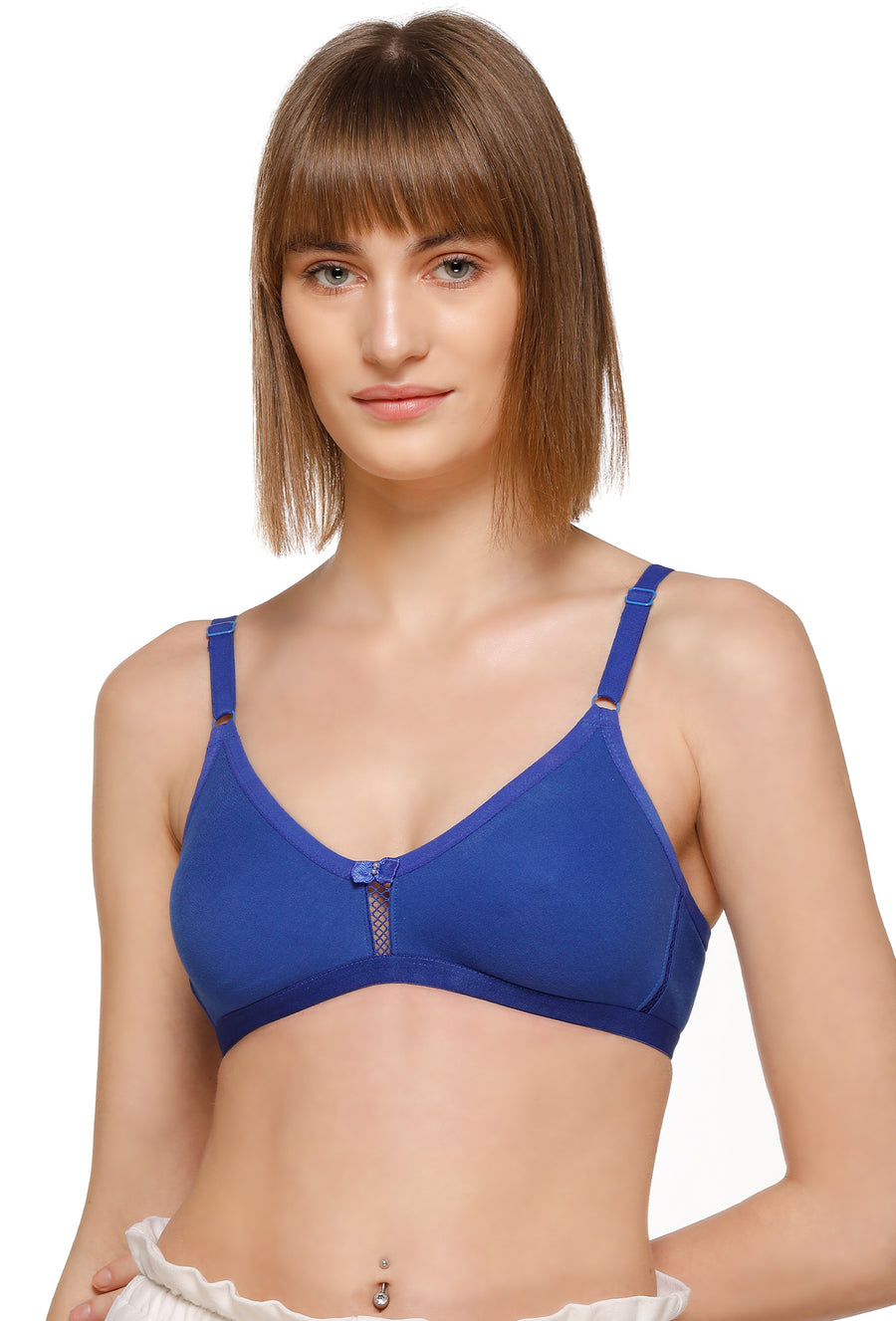 Sona Women'S M1020 Royal Blue Non Padded Soft Fabric Everyday T-Shirt Bra