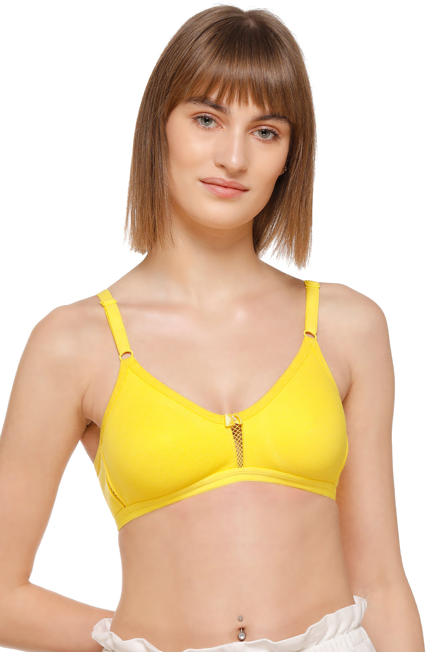 Sona M1020 Medium Coverage Non Padded Yellow T-Shirt Bra Online | Sonaebuy