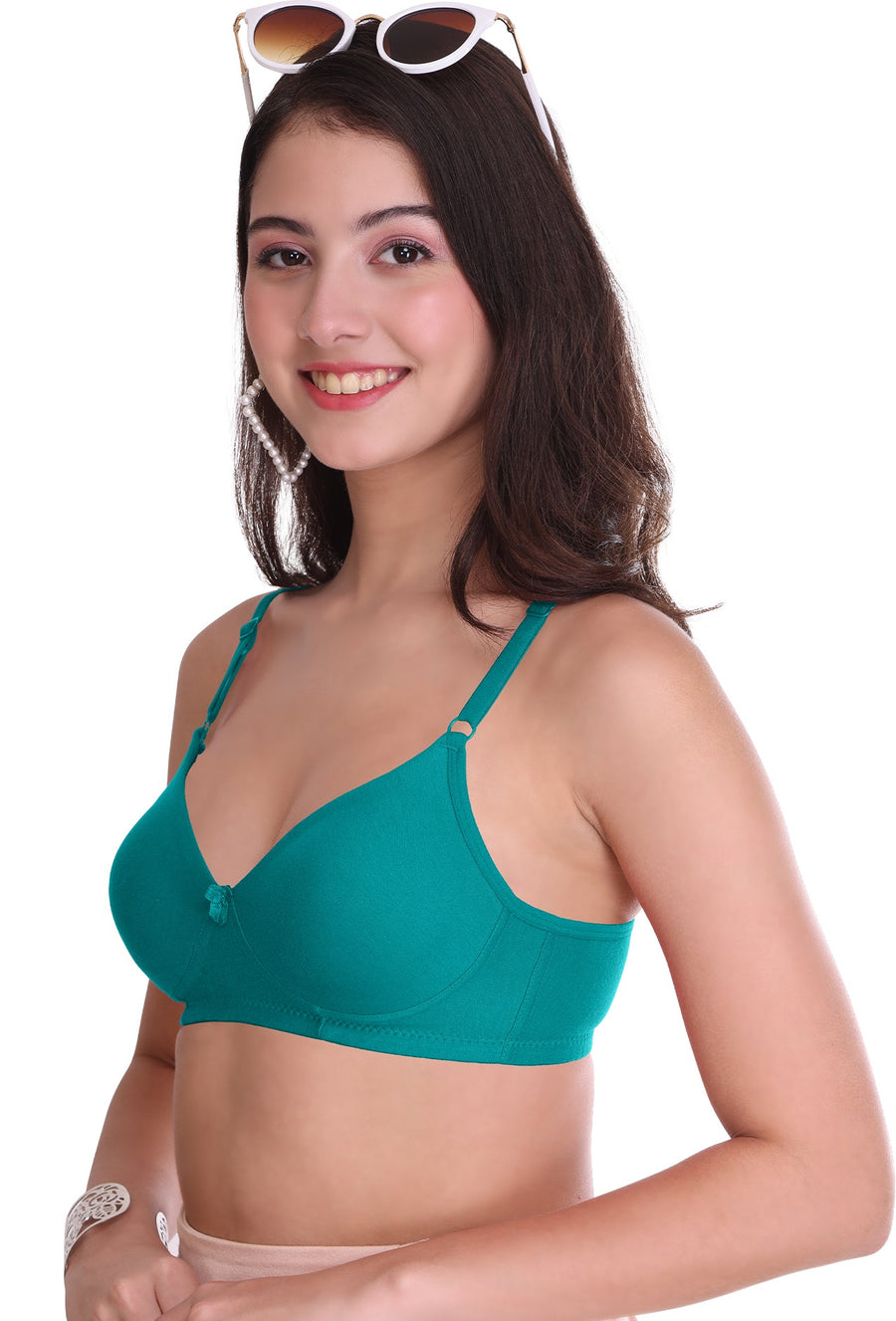 Sona Women Bra ,T-Shirt Bra, Seamless Bra, Sona  M1023, LINGERIE, SONAEBUY, Hoisery Cotton Bra, Non Wired Bra, T-Shirt Bra, S-Green