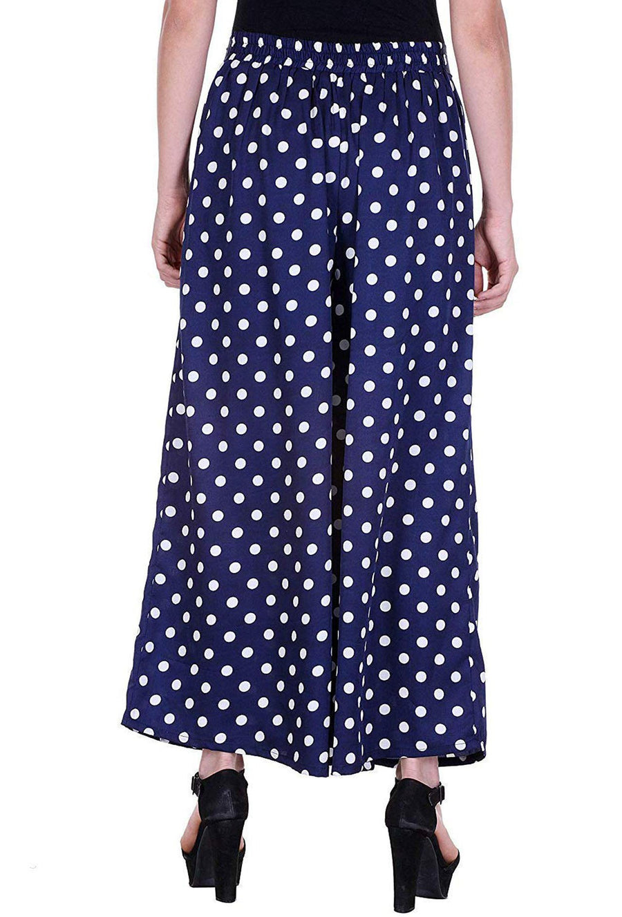 Sona Women PALAZZO, ACTIVEWEAR,LINGERIE,APPAREL, SONAEBUY, Plazzo, Printed Plazzo, BLU-WHT-DOT