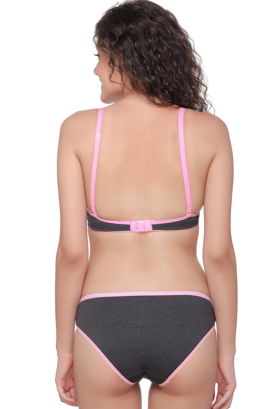 Sona Women Bra, SONAEBUY, Lightly padded Bra, Padded Bra, Bra & Panty Set, SA-34 Sets, Black Grey