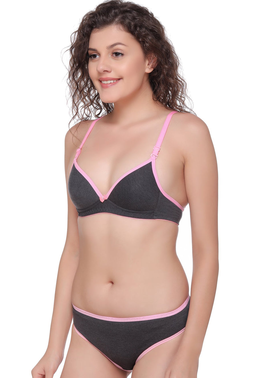 Sona Sa 34 Bra Panty Sets, Padded Bra Sonaebuy, Black-Gray
