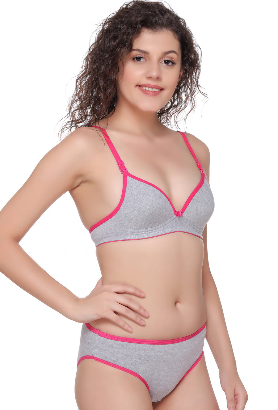 Sona Women Bra, SONAEBUY, Lightly padded Bra, Padded Bra, Bra & Panty Set, SA-34 Sets, L-Gray