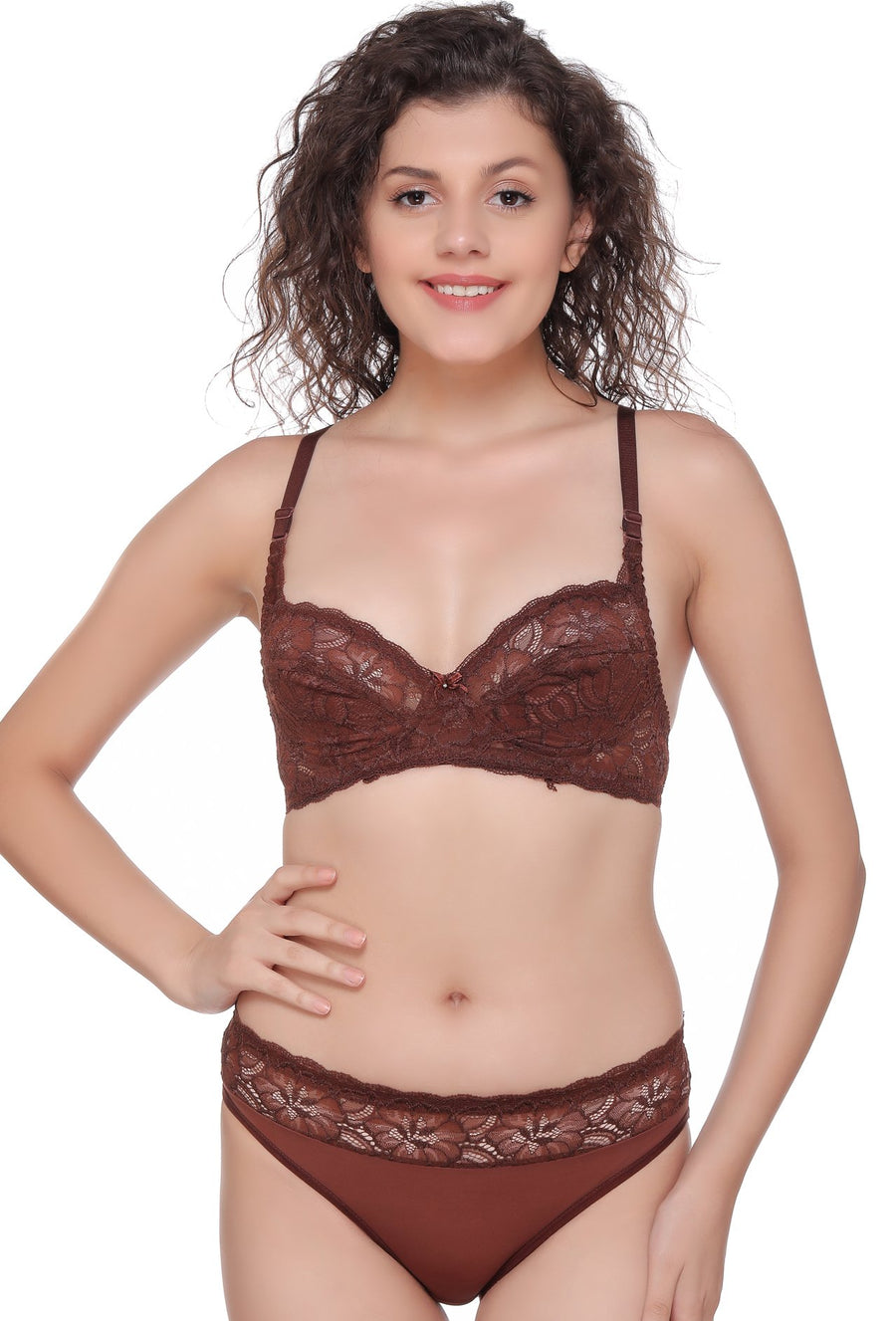 Sona Women Bra Panty Set, lace Bra, Bralette Bra, 5501 LINGERIE,SONAEBUY, Coffee